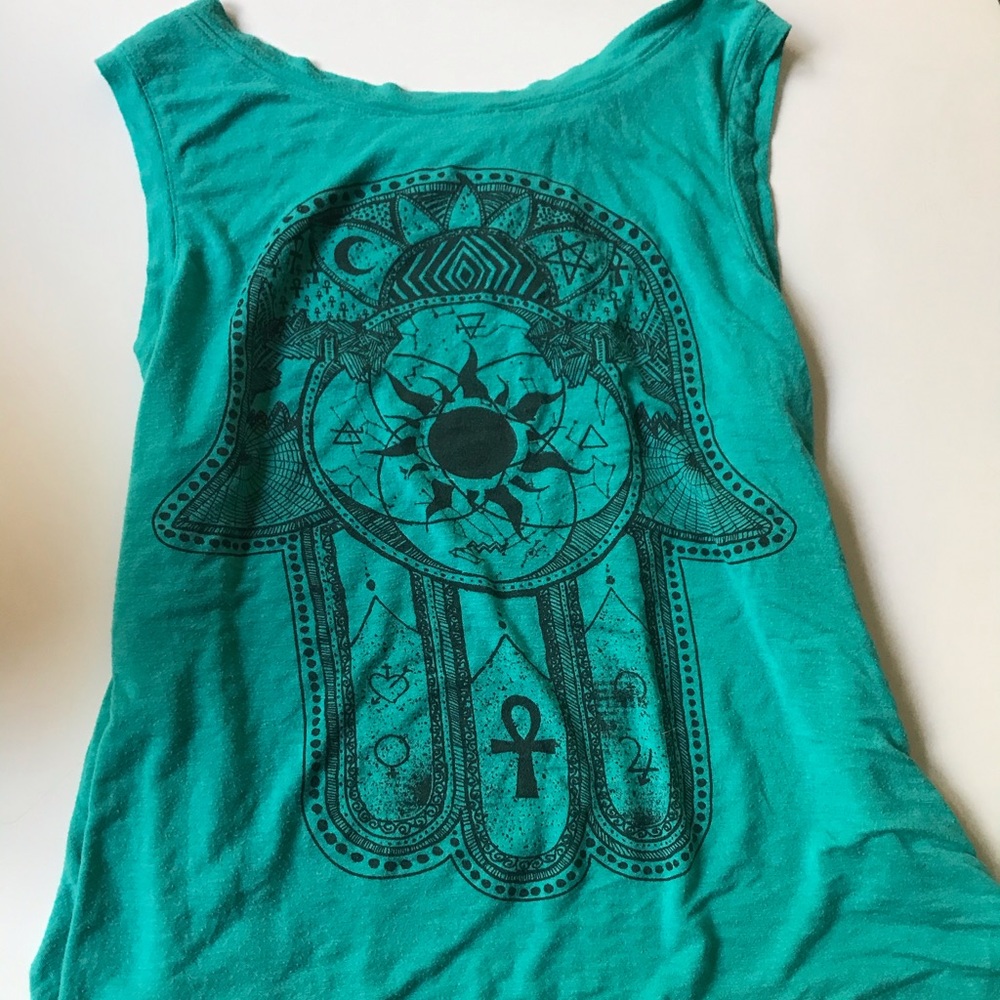 HAMSA blue muscle tee with open back